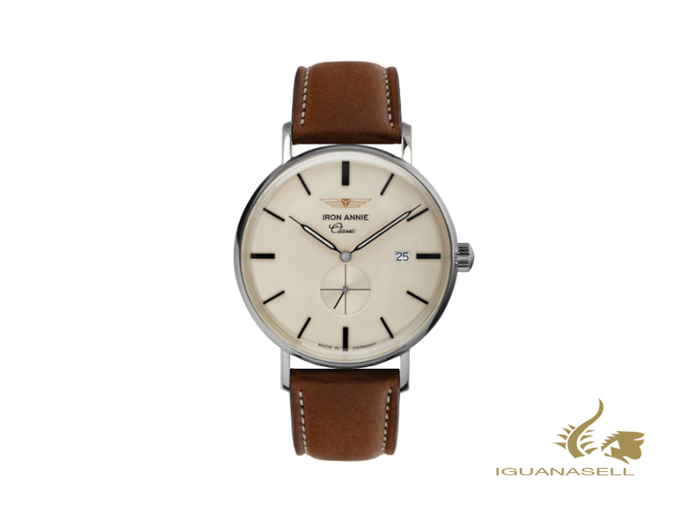 Montre à quartz classique Iron Annie, beige, 41 mm, jour, minéral K1, 5938-5