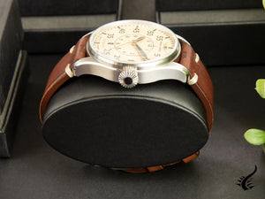 Montre automatique Iron Annie Cockpit, beige, 42 mm, bracelet en cuir, jour, 5156-5