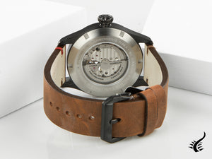 Montre automatique Iron Annie Flight Control, noire, 42 mm, bracelet en cuir, 5174-2