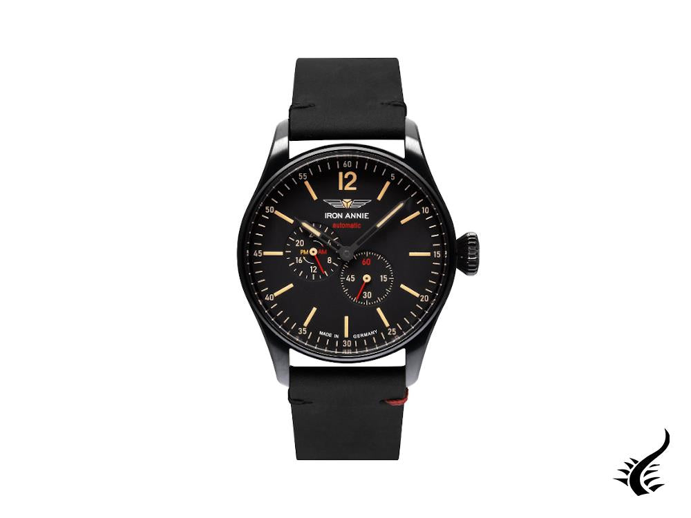 Montre automatique Iron Annie Flight Control, PVD, noir, 42 mm, cuir, 5178-2