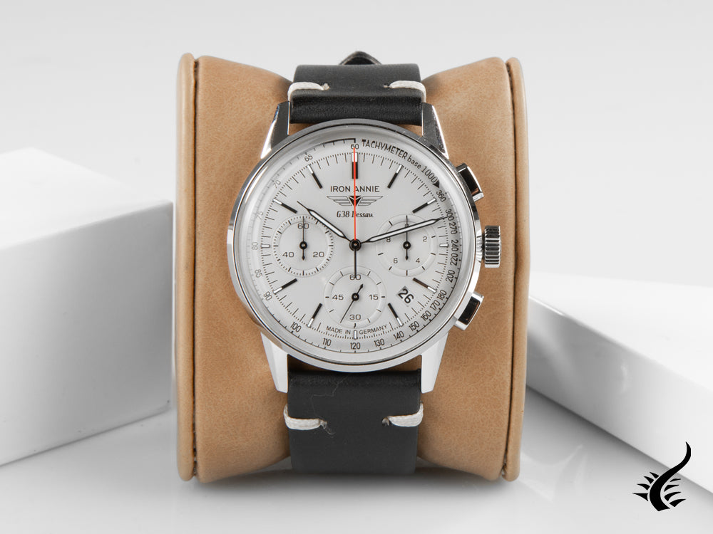 Montre à quartz Iron Annie G38 Dessau, blanche, 42 mm, chronographe, jour, 5376-4