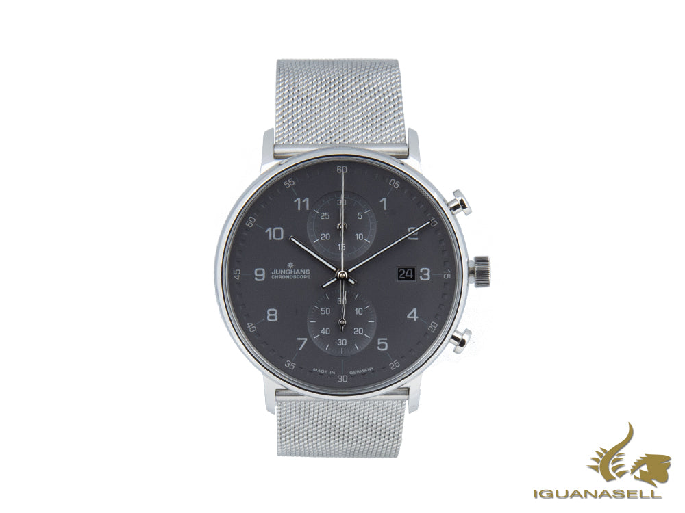 Junghans Form C Chronoscope Quartz Watch, J645.85, 40mm, Anthracite, 041/4877.44