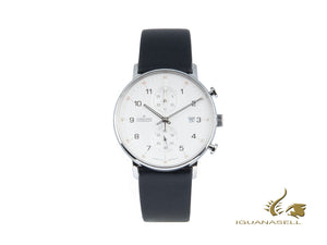 Junghans Form C Chronoscope Quartz Watch, J645.85, 40mm, White/Black