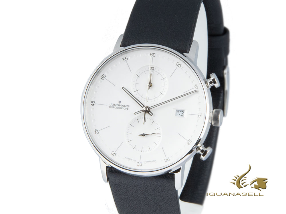 Junghans Form C Chronoscope Quartz Watch, J645.85, 40mm, White, Black