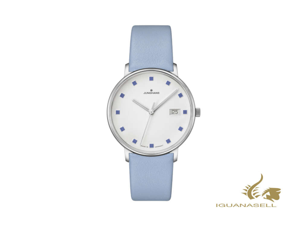 Junghans Form Damen Quartz Watch, J645.36, 34,1 mm, Silver, Blue, 047/4055.00