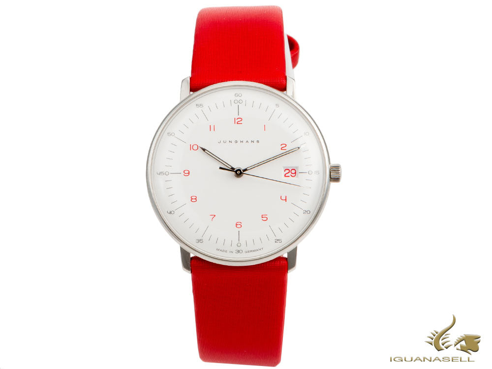 Junghans Max Bill Damen Quartz Watch, J643.29, 32.7mm, Red, Day, 047/4541.04