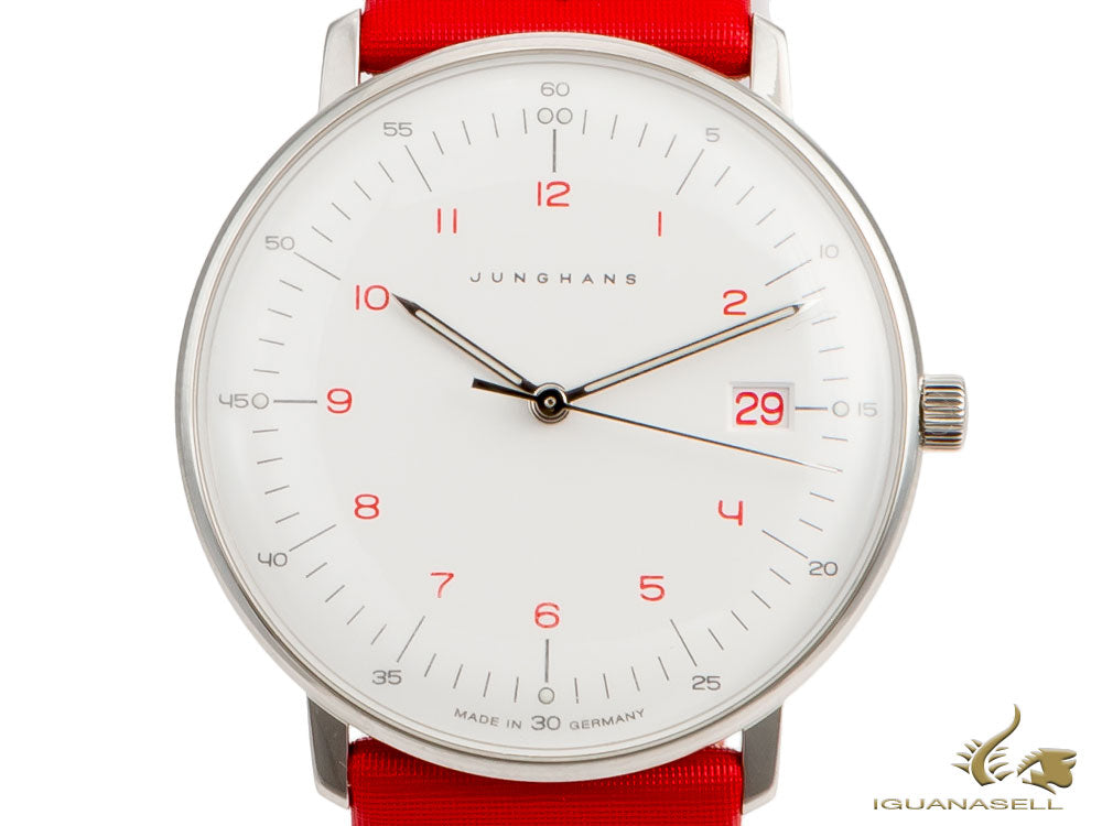 Junghans Max Bill Damen Quartz Watch, J643.29, 32.7mm, Red, Day, 047/4541.04