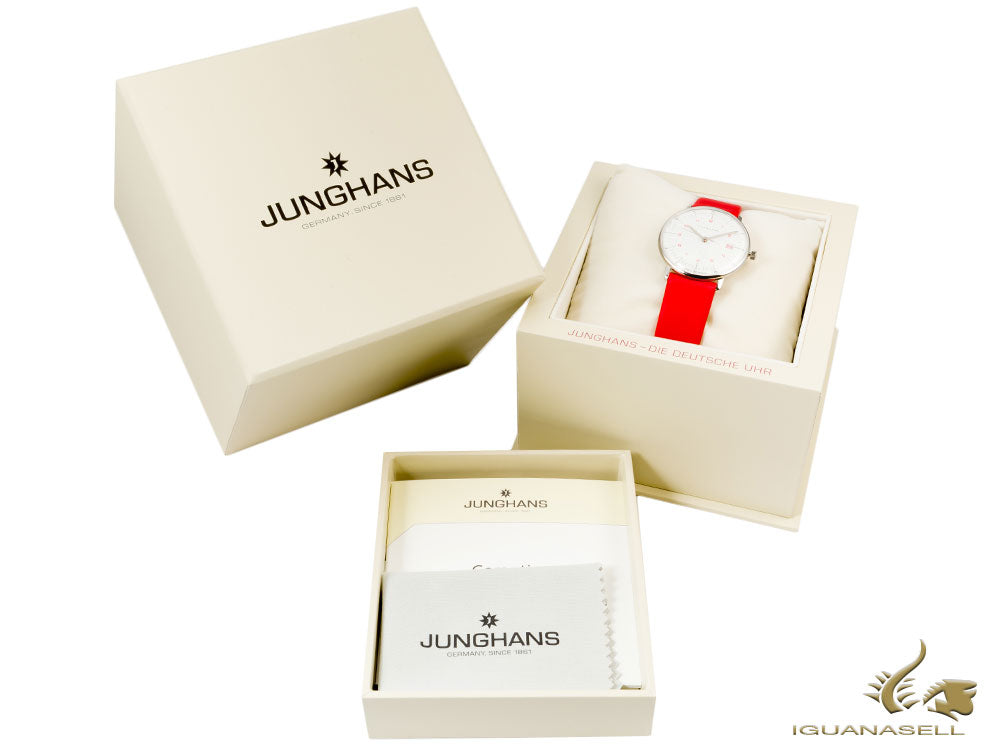 Montre à quartz Junghans Max Bill pour femme, J643.29, 32,7 mm, rouge, jour, 047/4541.04