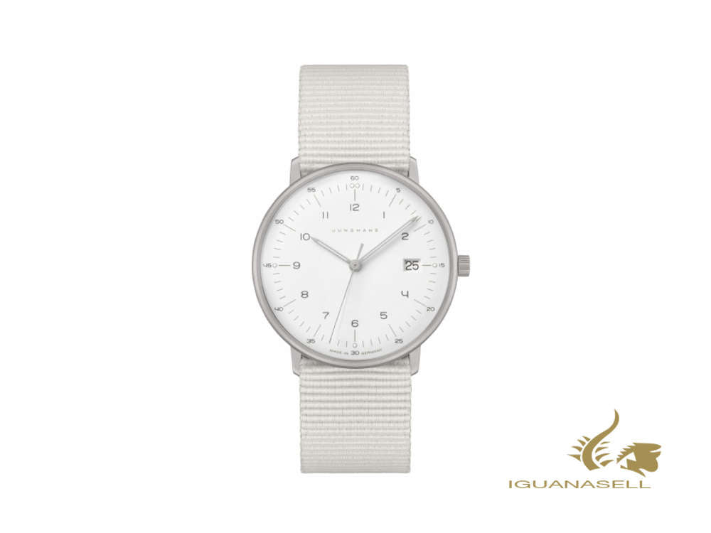 Montre à quartz Junghans Max Bill pour femme, J643.29, 32,7 mm, blanche, jour, 047/4050.04