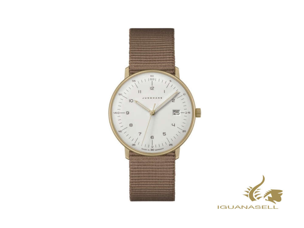 Junghans Max Bill Damen Quartz Watch, PVD Gold, 32.7mm, Brown, 047/7055.04