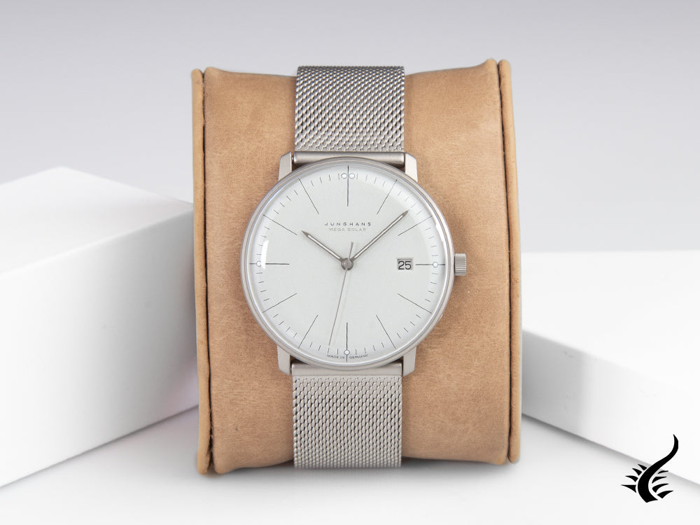 Montre à quartz Junghans Max Bill MEGA, titane, 38 mm, blanc, 059/2022.46