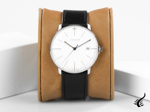 Montre à quartz Junghans Max Bill Quartz, 38 mm, argent, bracelet en cuir, 041/4817.02