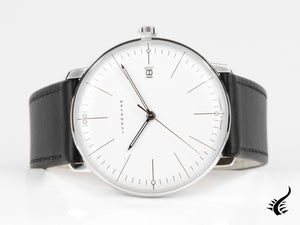 Montre à quartz Junghans Max Bill Quartz, 38 mm, argent, bracelet en cuir, 041/4817.02