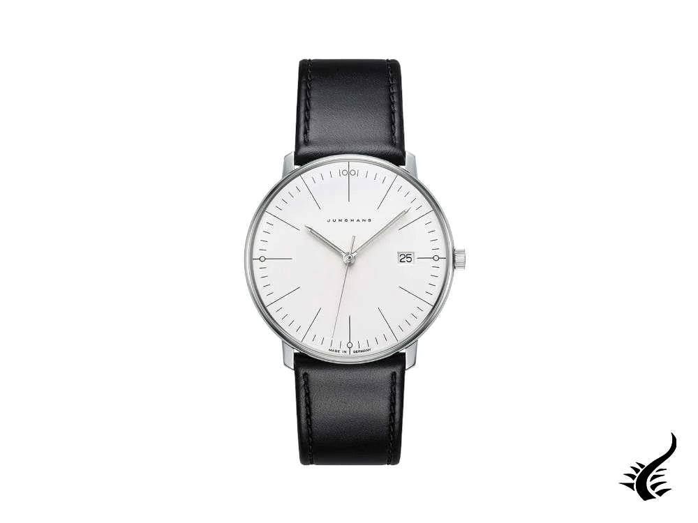 Junghans Max Bill Quartz Quartz Watch, 38mm, Silver, Leather strap, 041/4817.02