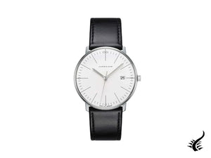 Montre à quartz Junghans Max Bill Quartz, 38 mm, argent, bracelet en cuir, 041/4817.02