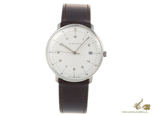 Montre à quartz Junghans Max Bill Quartz, 38 mm, argent, bracelet en cuir, 041/4461.00