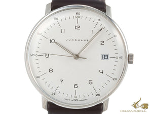 Montre à quartz Junghans Max Bill Quartz, 38 mm, argent, bracelet en cuir, 041/4461.00