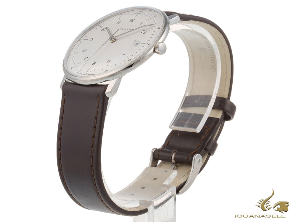 Junghans Max Bill Quartz Quartz Watch, 38mm, Silver, Leather strap, 041/4461.00