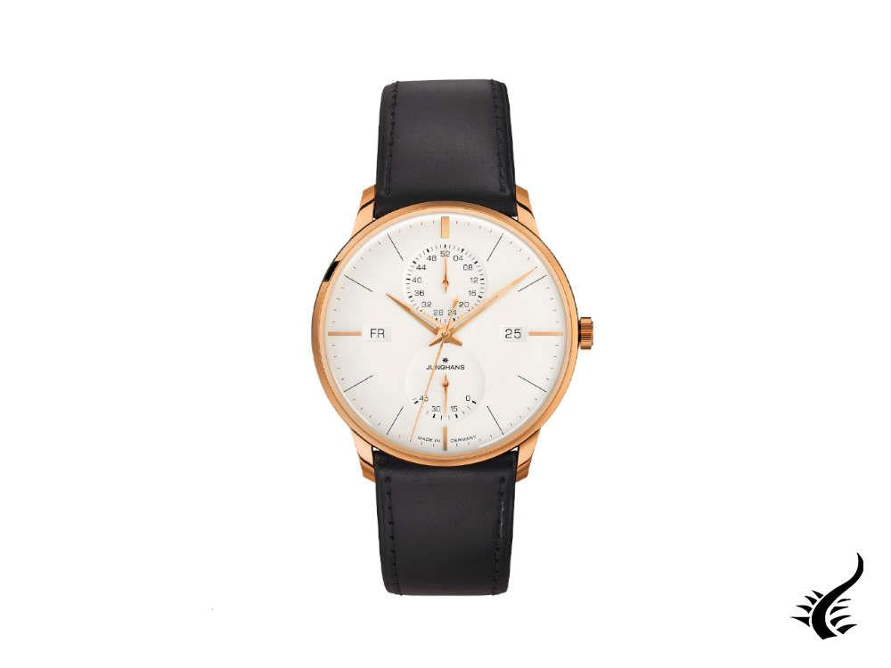 Montre automatique Junghans Meister Agenda, 40,4 mm, argent, anglais, 027/7066.01