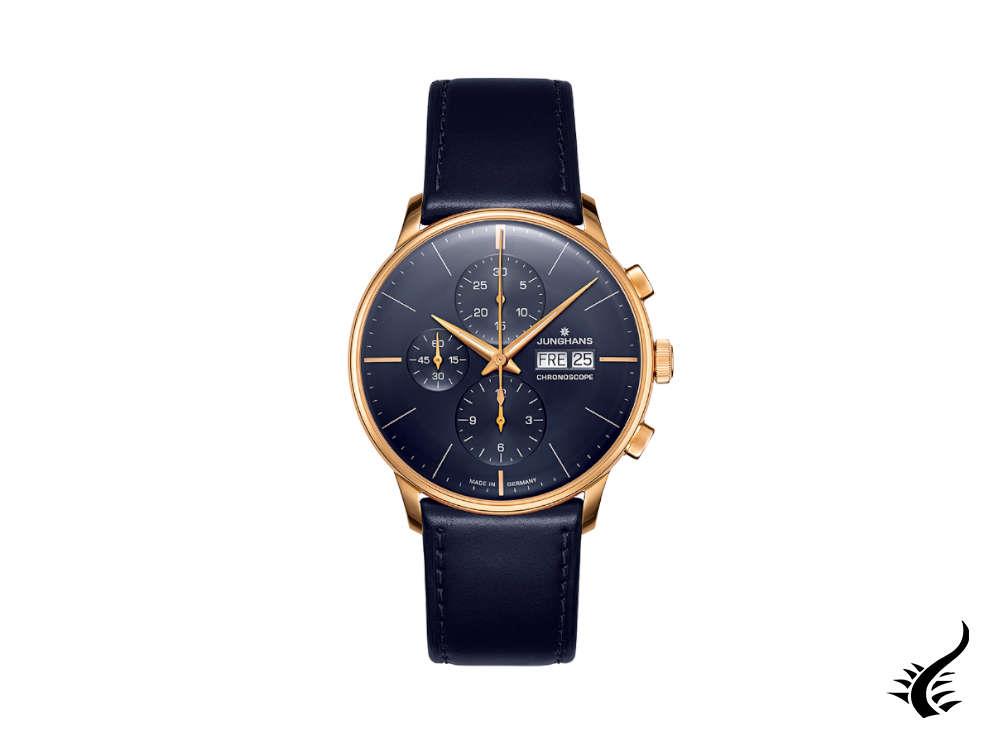 Montre automatique Junghans Meister Chronoscope, bleu, 40,7 mm, allemand, 027/7024.02