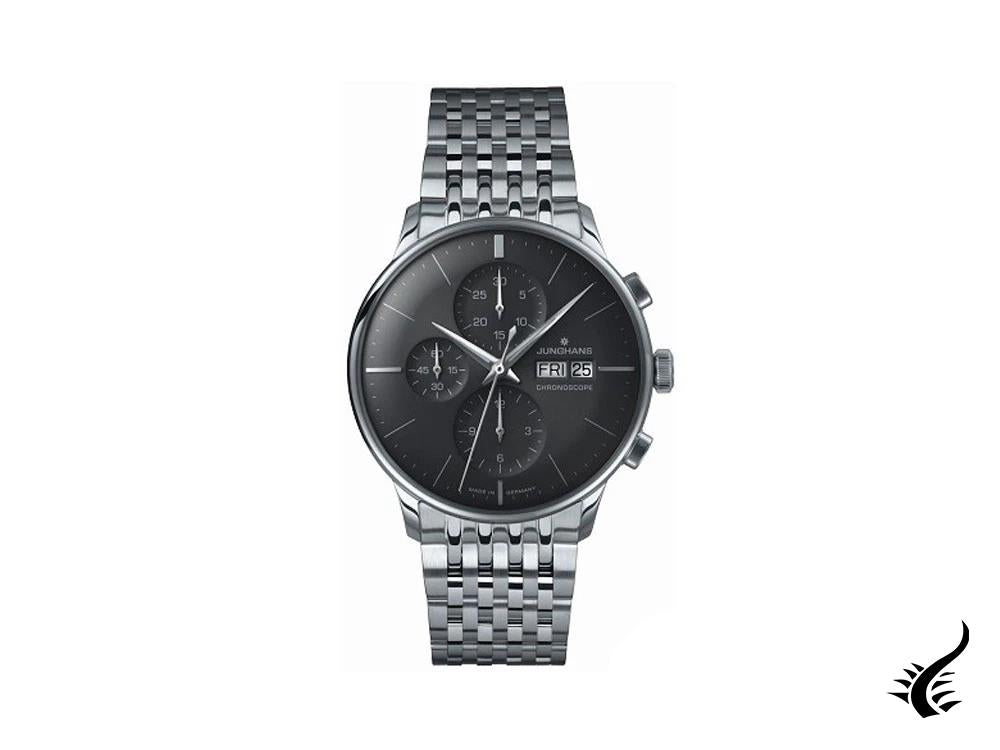 Montre automatique Junghans Meister Chronoscope, gris, 40,7 mm, anglais, 027/4324.45