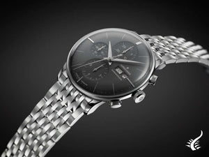 Montre automatique Junghans Meister Chronoscope, gris, 40,7 mm, allemand, 027/4324.46