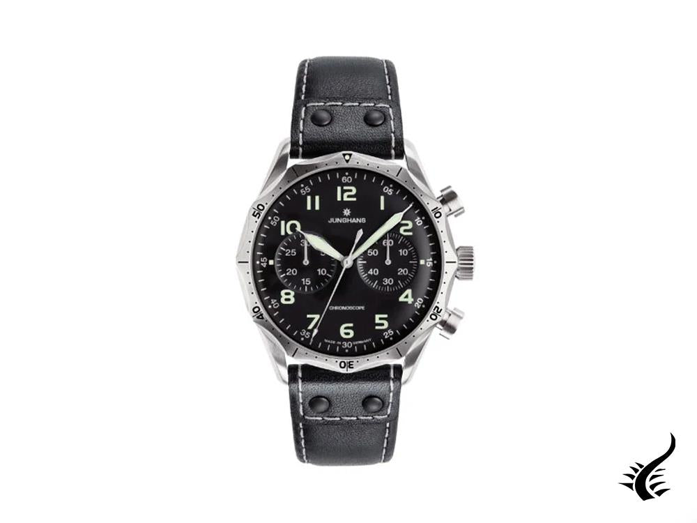 Montre automatique Junghans Meister Pilot, J880.4, 43,3 mm, noire, 027/3590.00