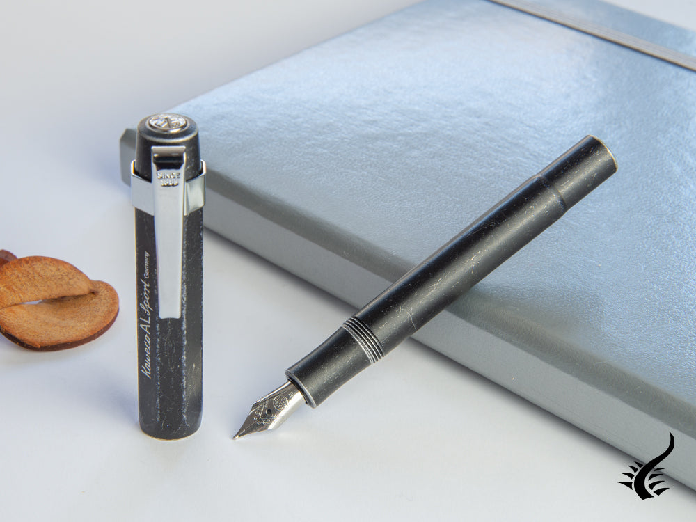 Kaweco AL Sport Stonewashed Fountain Pen, Aluminum, Black, Octagonal