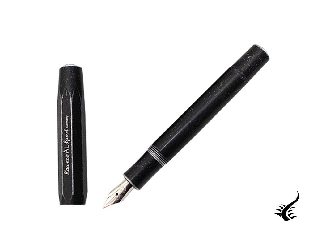 Kaweco AL Sport Stonewashed Fountain Pen, Aluminum, Black, Octagonal