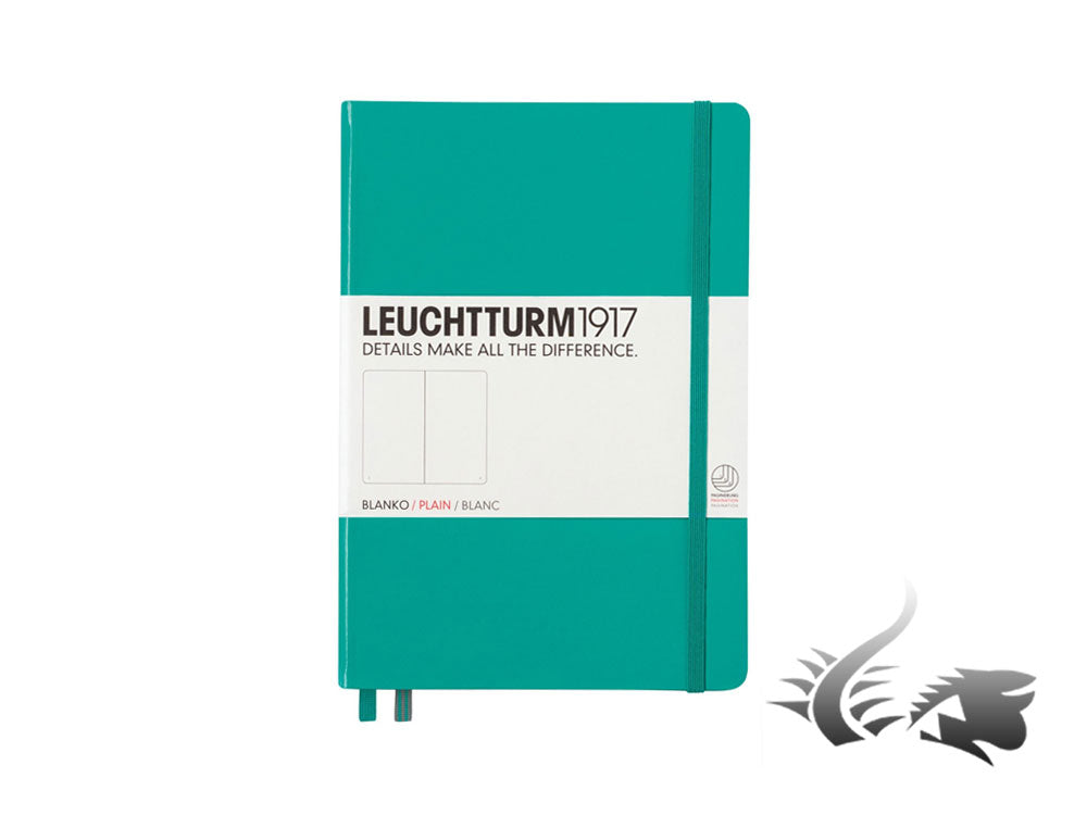 Leuchtturm1917 Hardcover Notebook, Medium (A5), Plain, Emerald, 249 pages