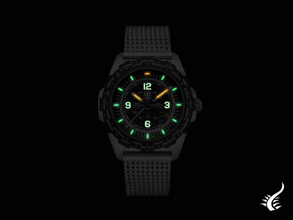 Montre à quartz Luminox Bear Grylls Survival GMT, noire, 45 mm, 20 atm, XB.3762