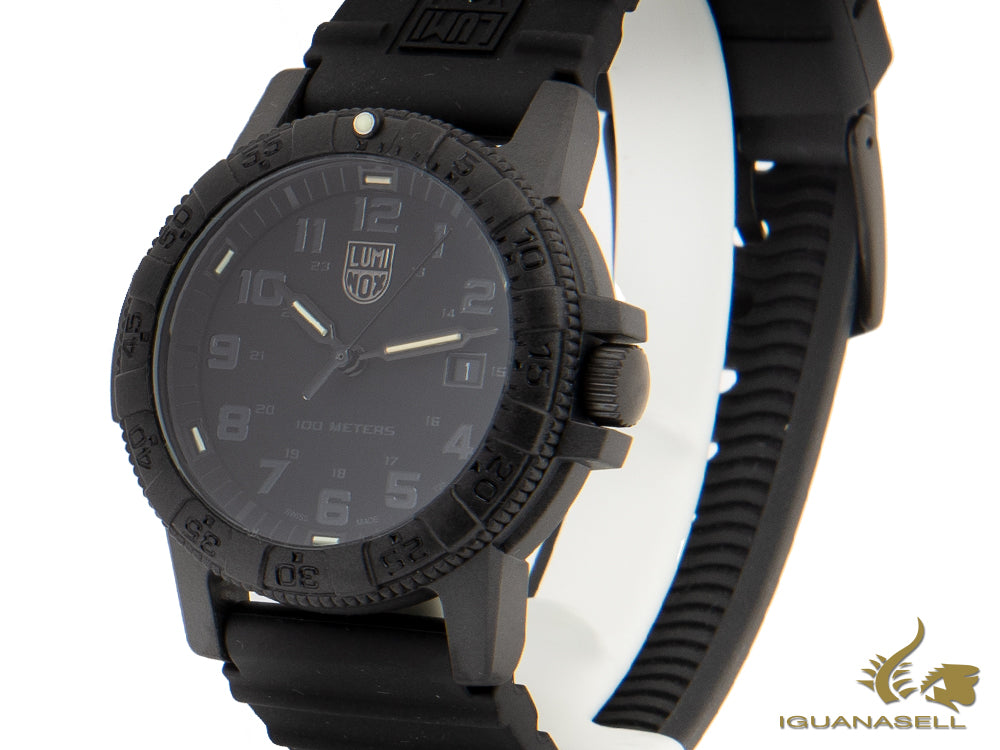 Montre à quartz Luminox Leatherback Sea Turtle Giant 0320, noire, carbone, 44 mm