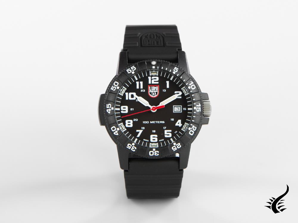 Montre à quartz géante Luminox Leatherback Sea Turtle, noire, carbone, 44 mm, 10 atm