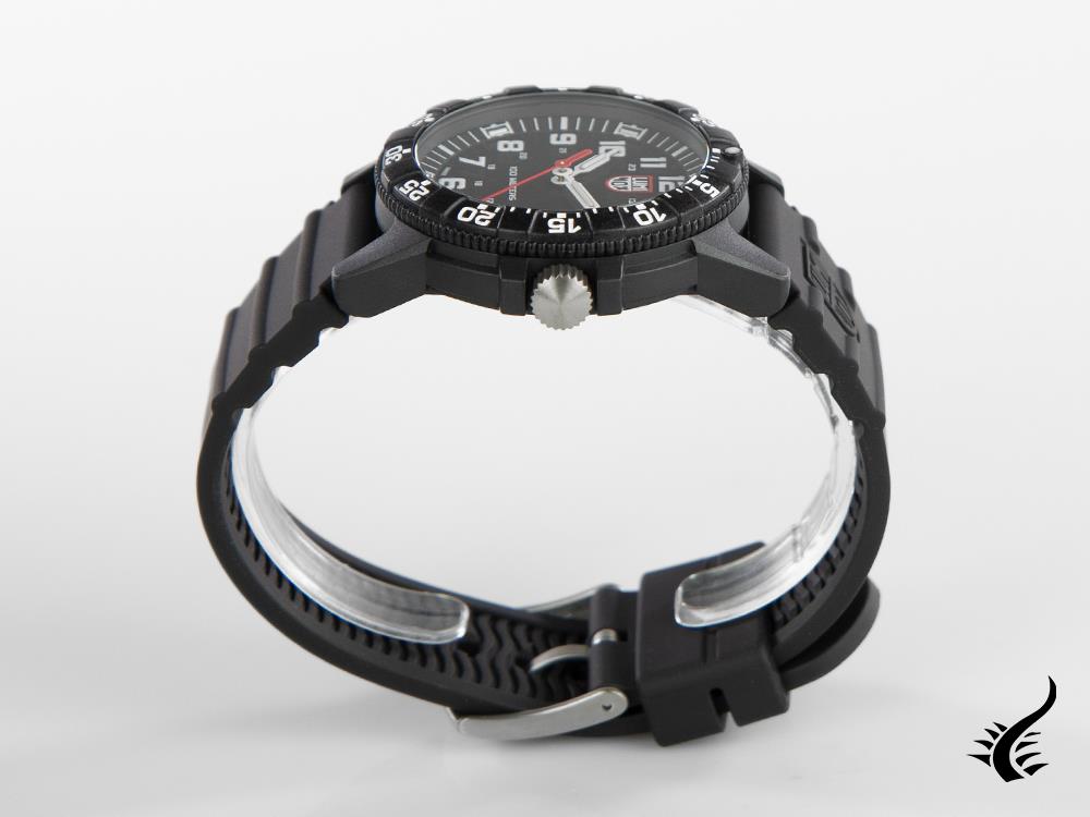 Montre à quartz géante Luminox Leatherback Sea Turtle, noire, carbone, 44 mm, 10 atm