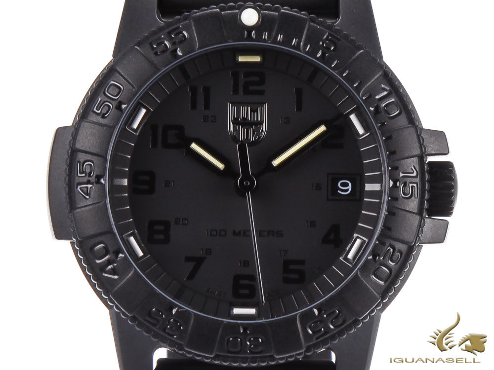 Montre à quartz Luminox Leatherback Sea Turtle, noir, carbone, 39 mm, 10 atm, jour