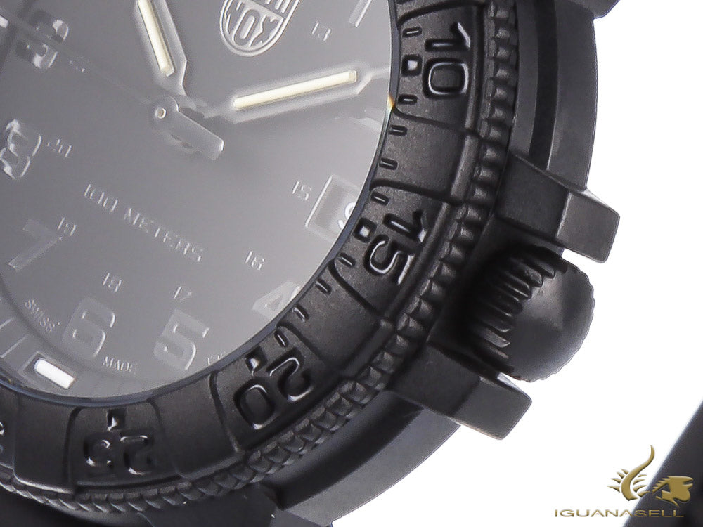 Montre à quartz Luminox Leatherback Sea Turtle, noir, carbone, 39 mm, 10 atm, jour