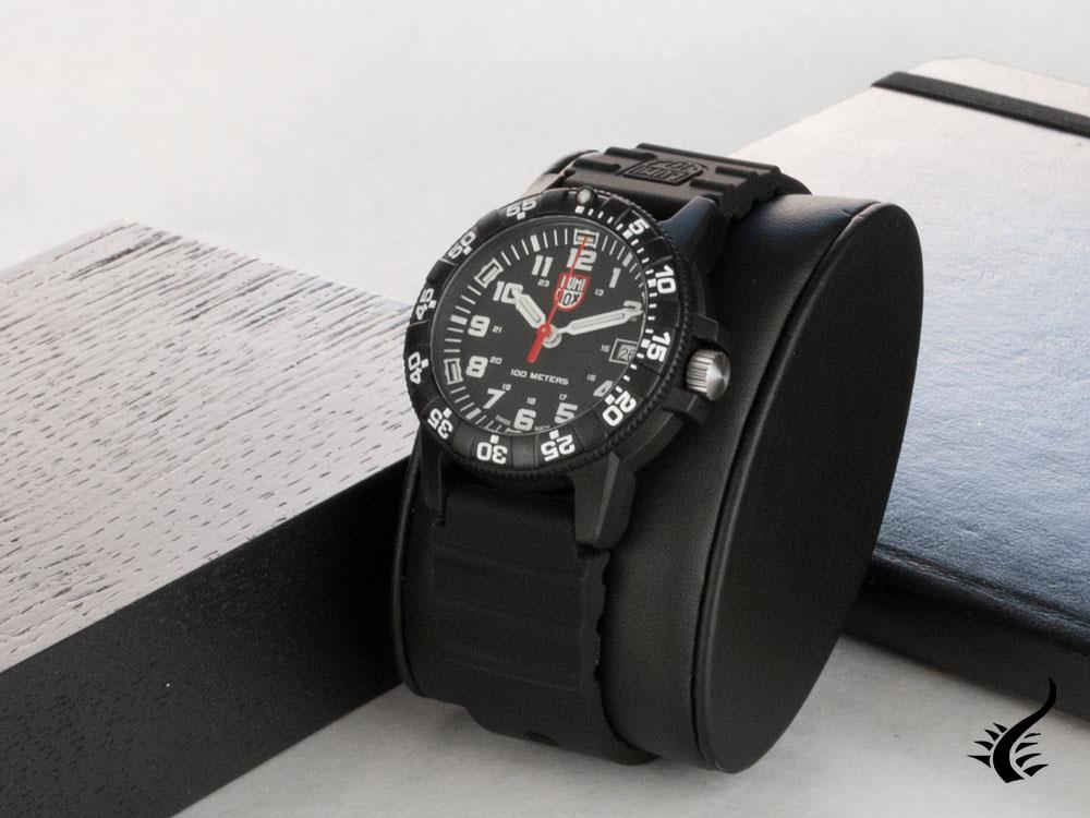 Montre à quartz Luminox Leatherback Sea Turtle, noir, carbone, 39 mm, 10 atm, jour