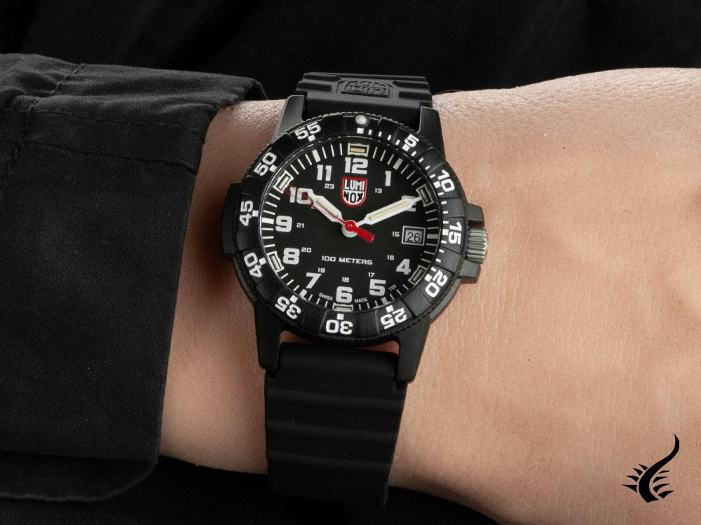 Montre à quartz Luminox Leatherback Sea Turtle, noir, carbone, 39 mm, 10 atm, jour