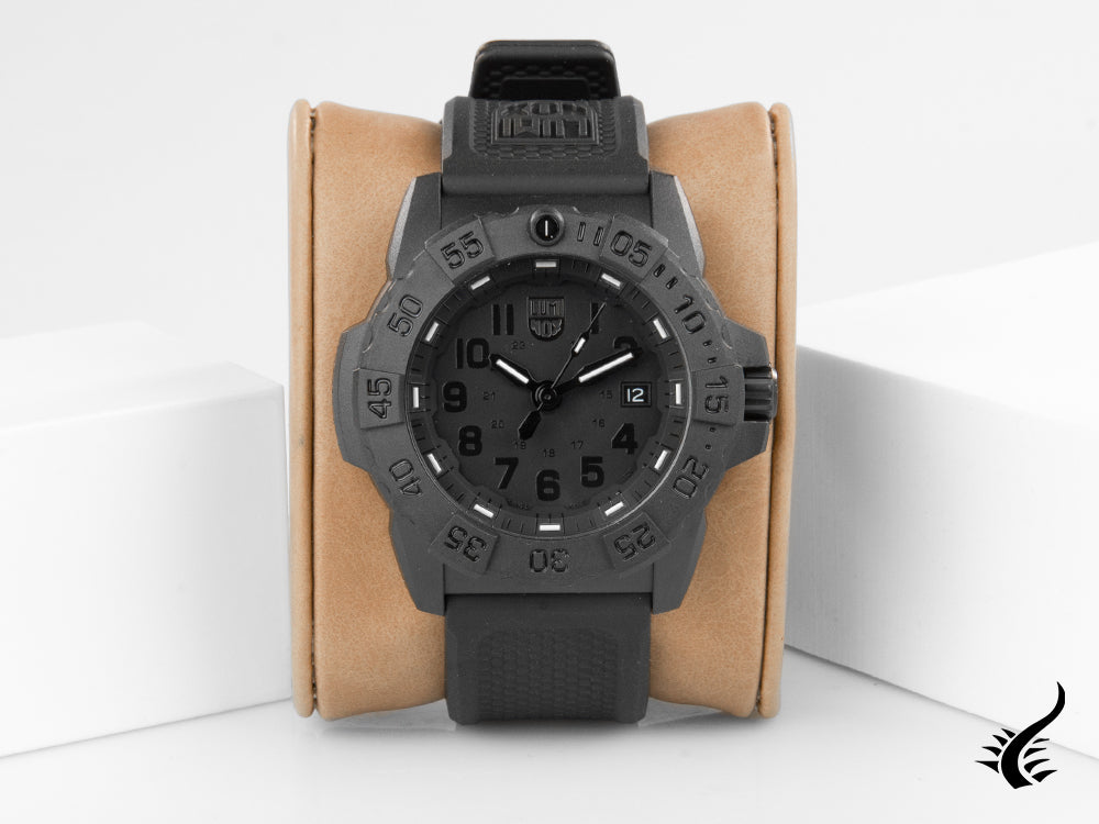 Montre à quartz Luminox Sea Navy Seal 3501.BO, noire, carbone, 20 atm, polyuréthane