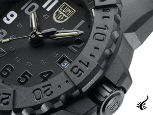 Montre à quartz Luminox Sea Navy Seal 3501.BO, noire, carbone, 20 atm, polyuréthane