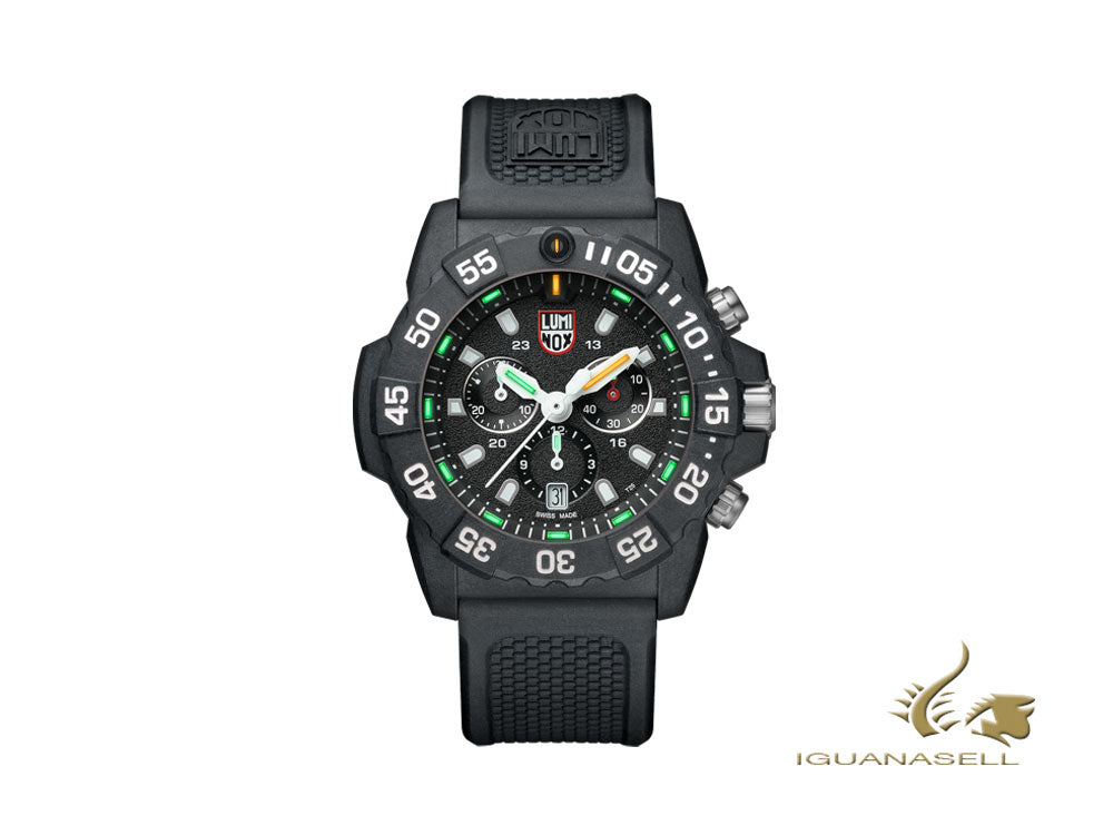 Montre à quartz chronographe Luminox Sea Navy Seal série 3580, noire, XS.3581