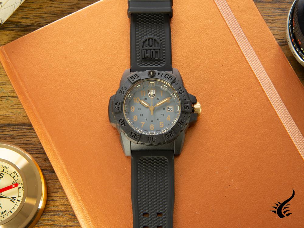 Montre à quartz Luminox Sea Navy Seal, gris, CARBONOX, 45 mm, 20 atm, XS.3508.GOLD