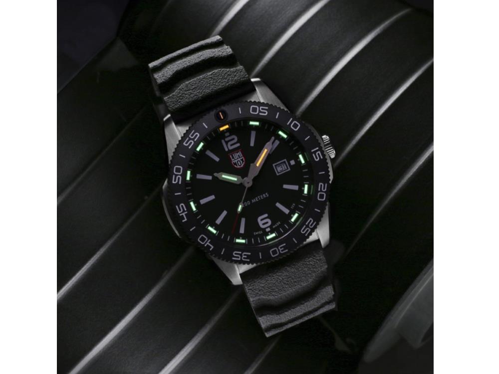 Montre de plongée à quartz Luminox Sea Pacific, CARBONOX, noire, 44 mm, 20 atm, XS.3121