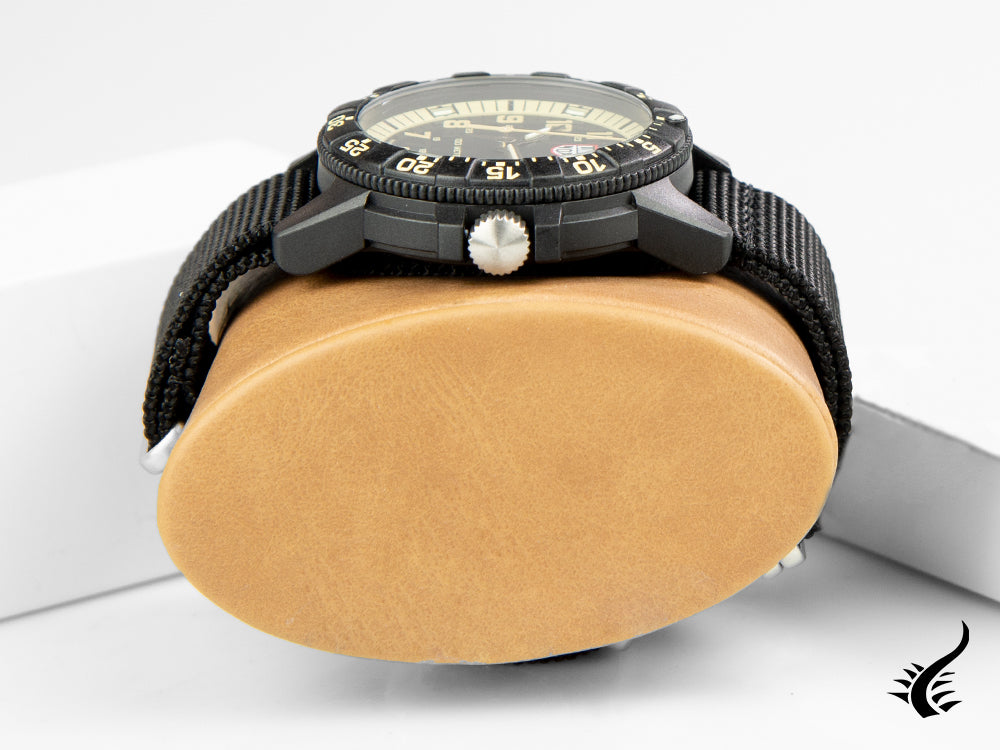 Montre à quartz géante Luminox Sea Turtle, noir/beige, carbone, 44 mm, 10 atm, jour