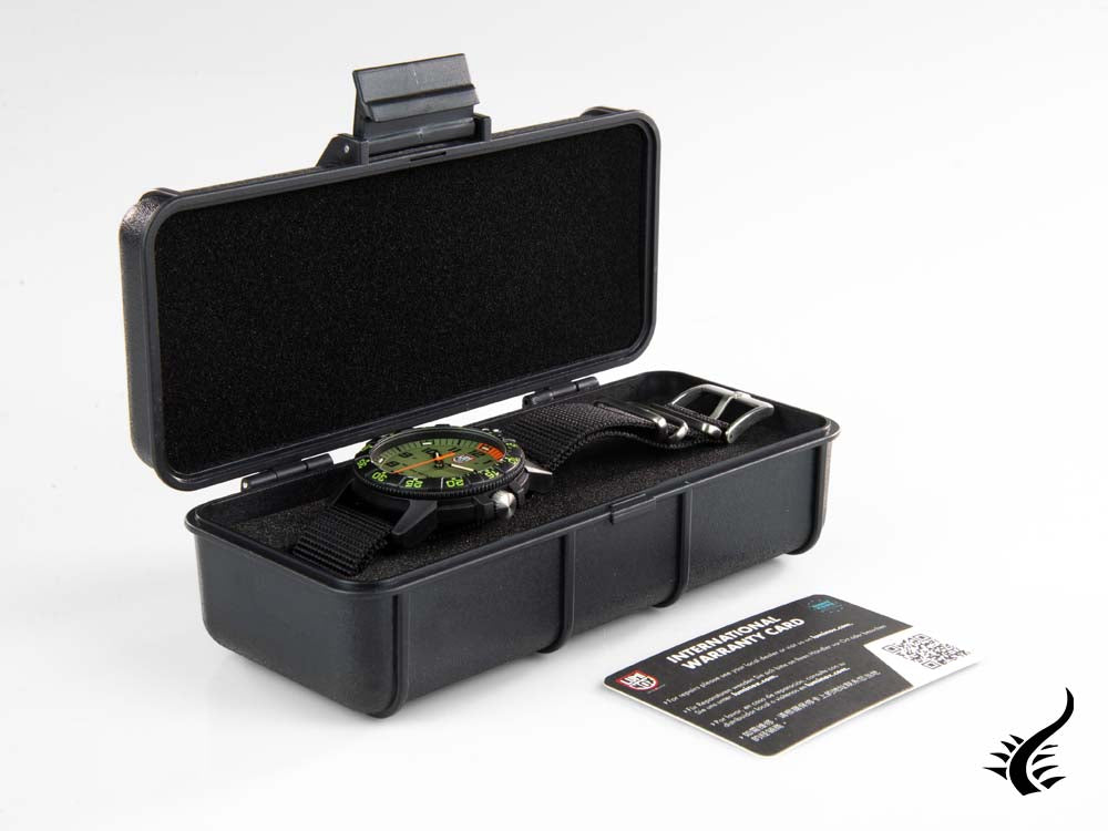 Montre à quartz géante Luminox Sea Turtle, verte, carbone, 44 mm, 10 atm, jour