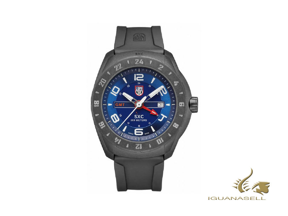 Luminox XCOR SXC PC Carbon GMT Quartz Watch, Rubber Strap, Blue, XX.5023.XS