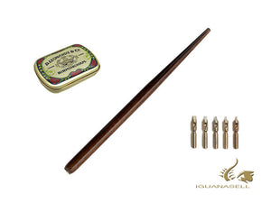 Coffret de calligraphie Leonardt rond, bois, marron, trempé, MDP2026-A