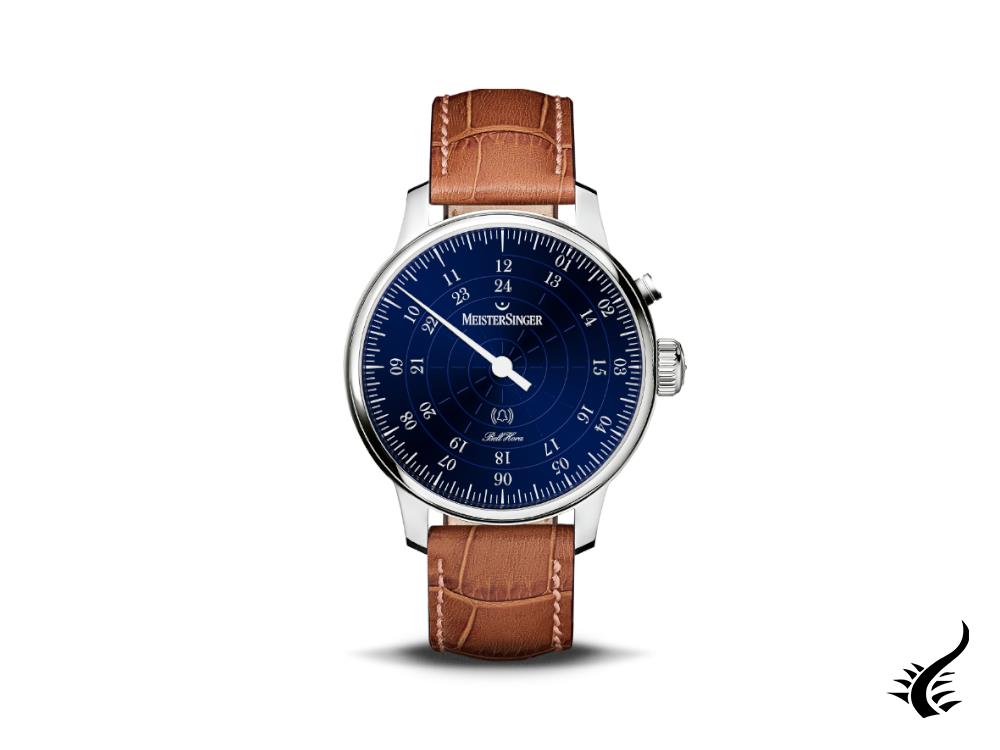 Montre automatique Meistersinger Bell Hora, SW 200, bleu, 43 mm, BHO908-SG03