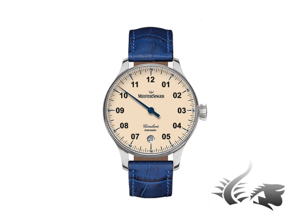 Montre automatique Meistersinger Circularis, MSA01, ivoire, 43 mm, CC903-SG04