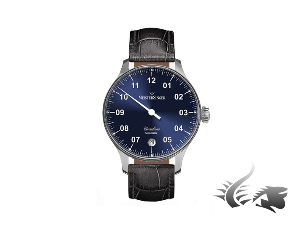 Meistersinger Circularis Automatic Watch, MSA01, Suburst Blue, 43mm, Black strap